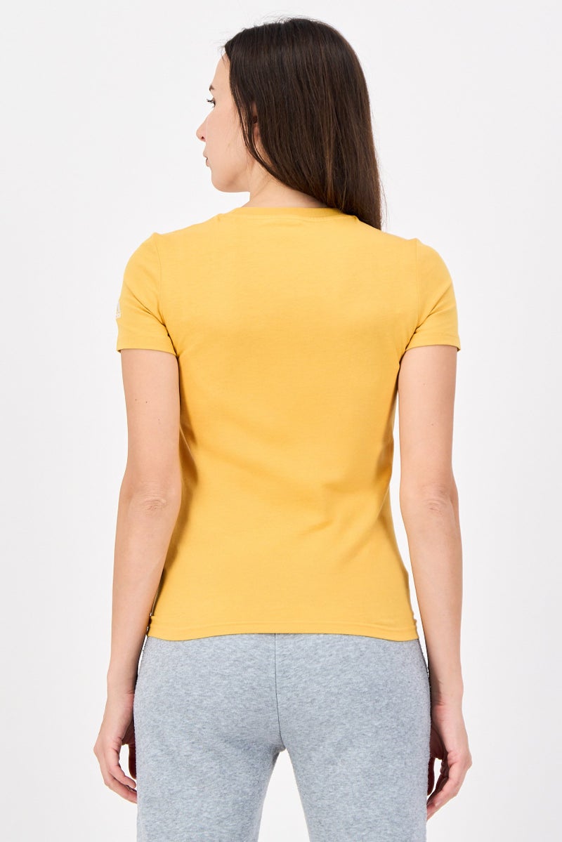 Adidas Women Sportswear Fit Short Sleeve Outdoor T-Shirt, Mustard - Image 4